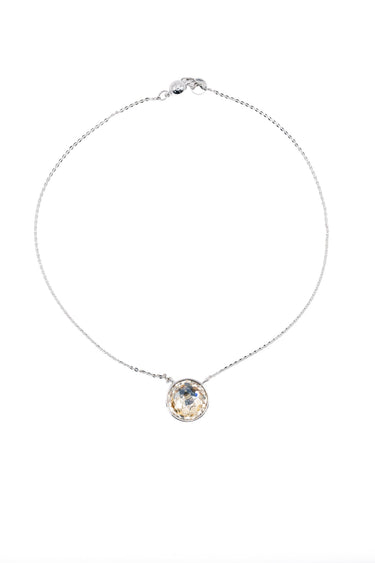 Crystal Glow Round Necklace - Silver Champagne Kiss