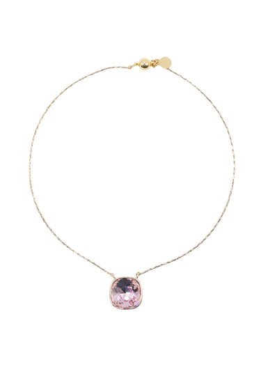 Crystal Glow Square Necklace - Linen Petal