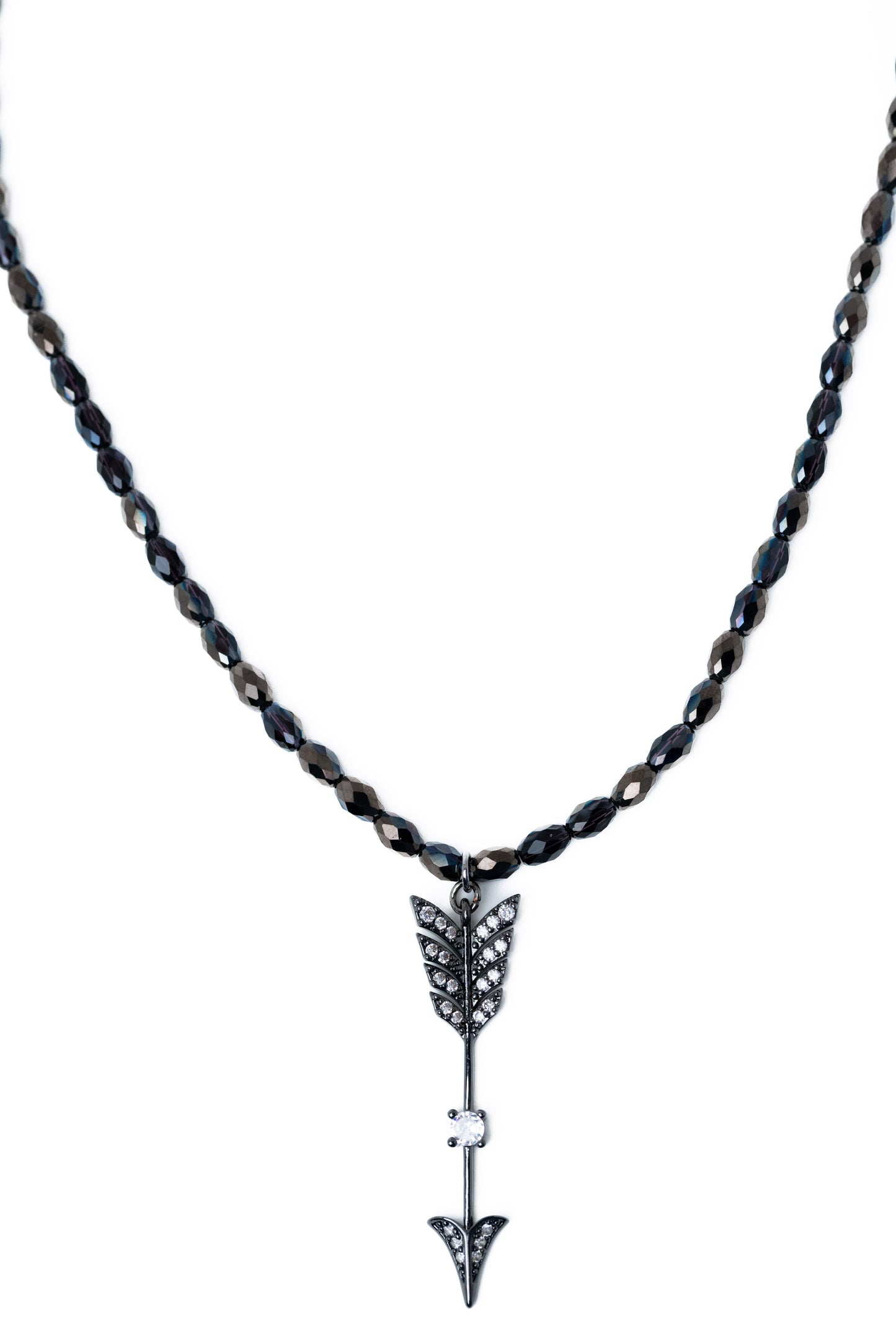 Midnight Arrow Necklace - Shiny Black