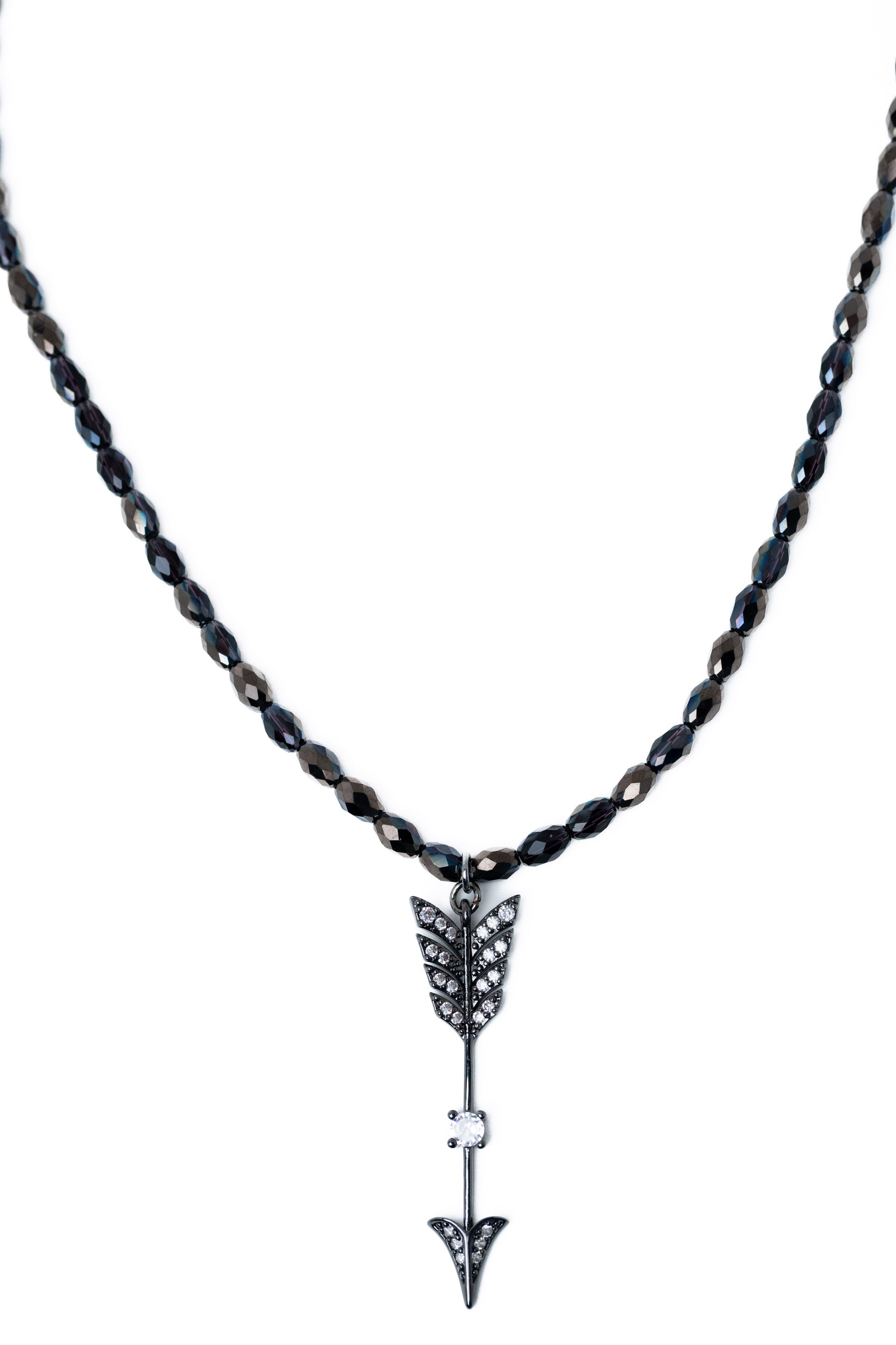 Midnight Arrow Necklace - Shiny Black