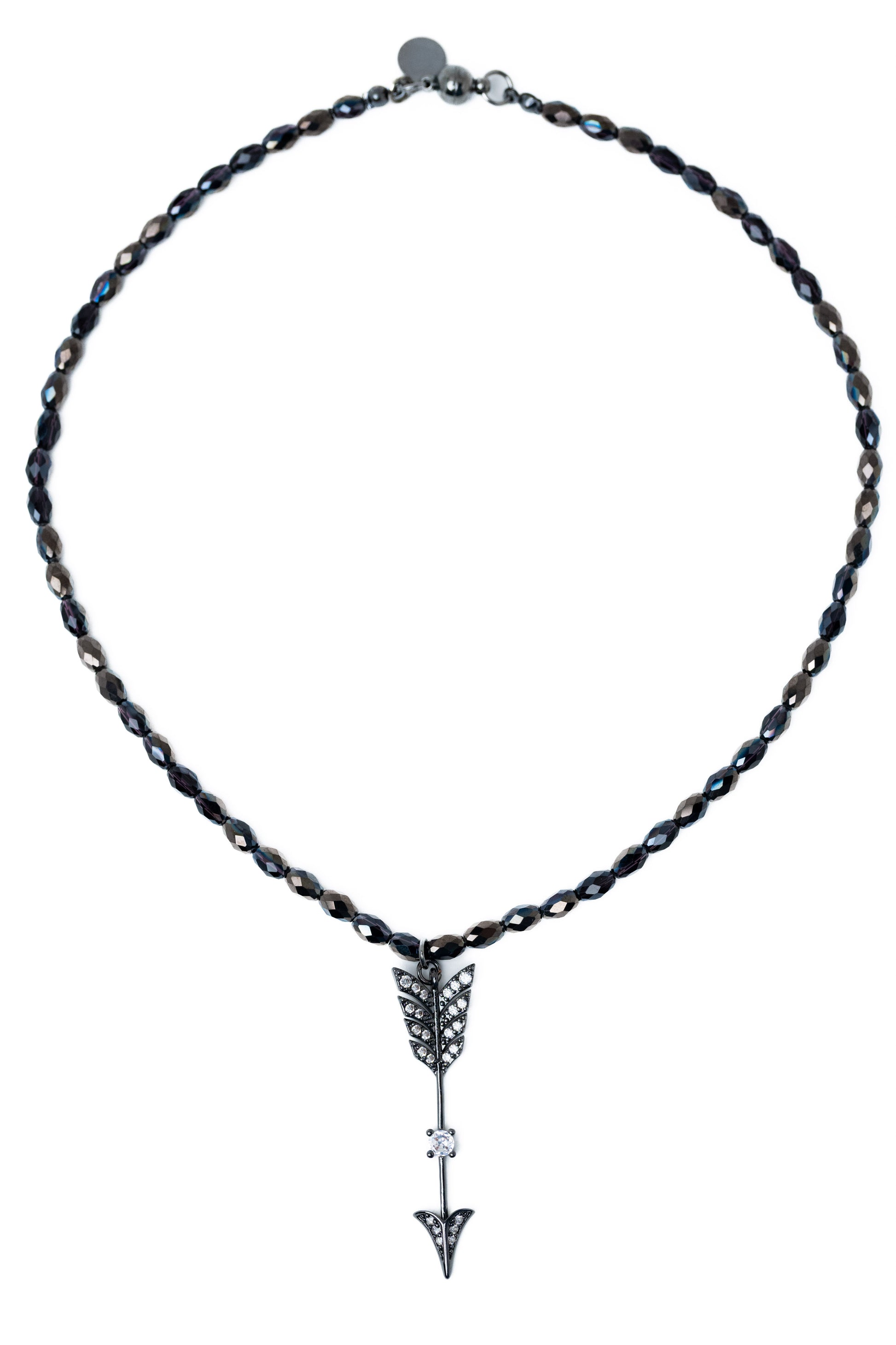 Midnight Arrow Necklace - Shiny Black
