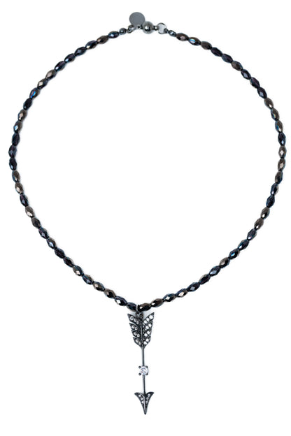 Midnight Arrow Necklace - Shiny Black