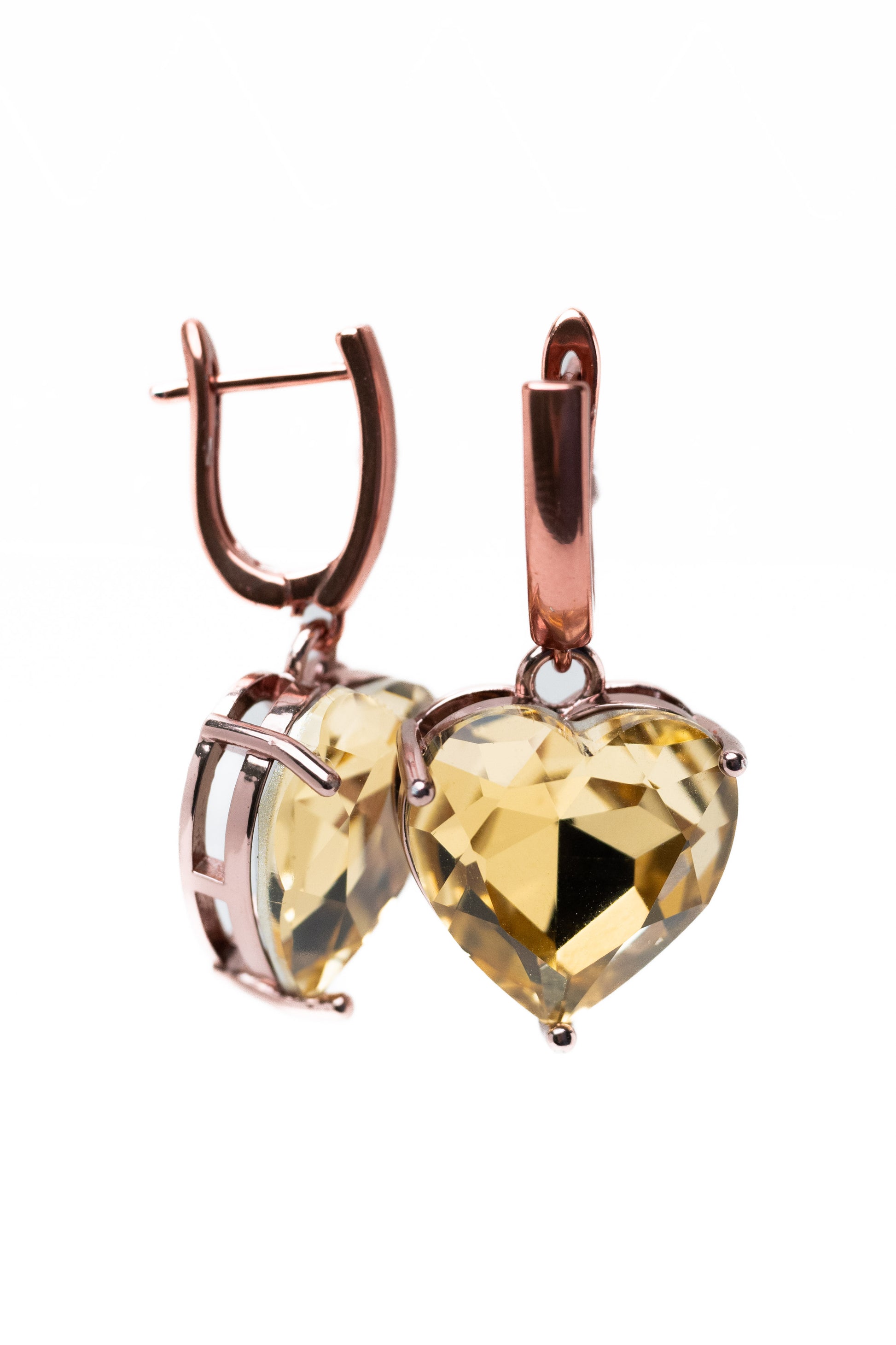 Velvet Heart Earrings - Metallic Latte Amber