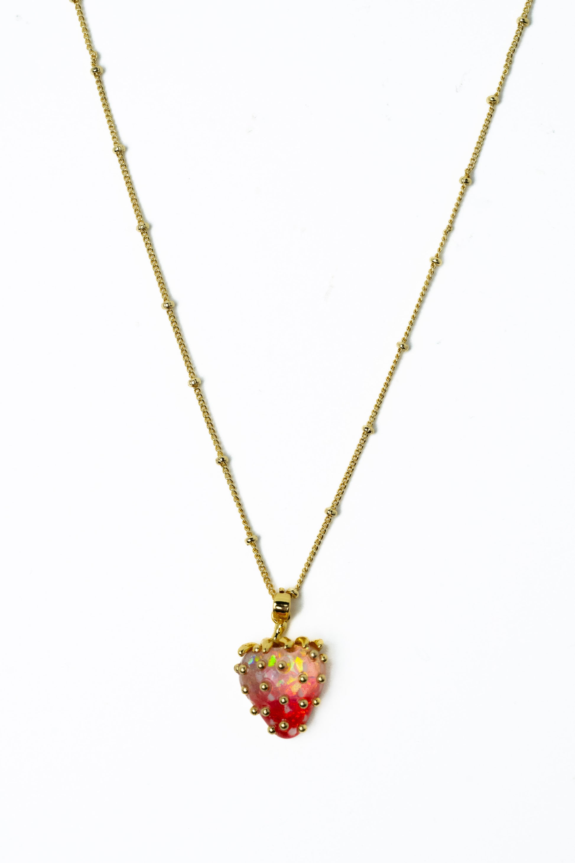 Berry Queen Necklace - Gold Strawberry Sparkle