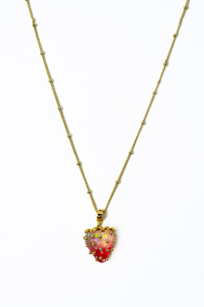 Berry Queen Necklace - Gold Strawberry Sparkle