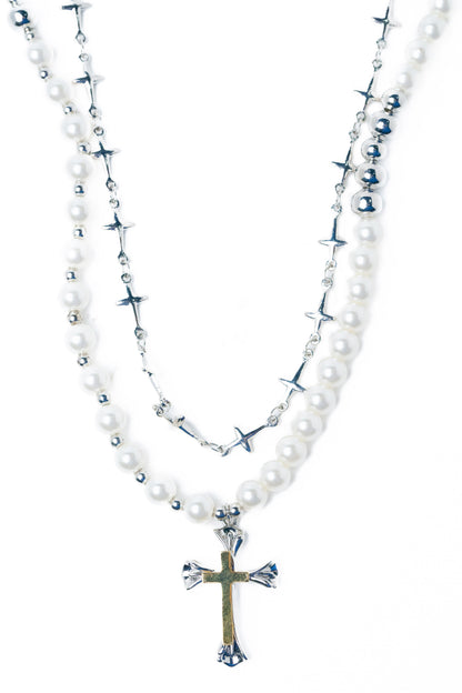 Like A Prayer Necklace - Silver Pearl