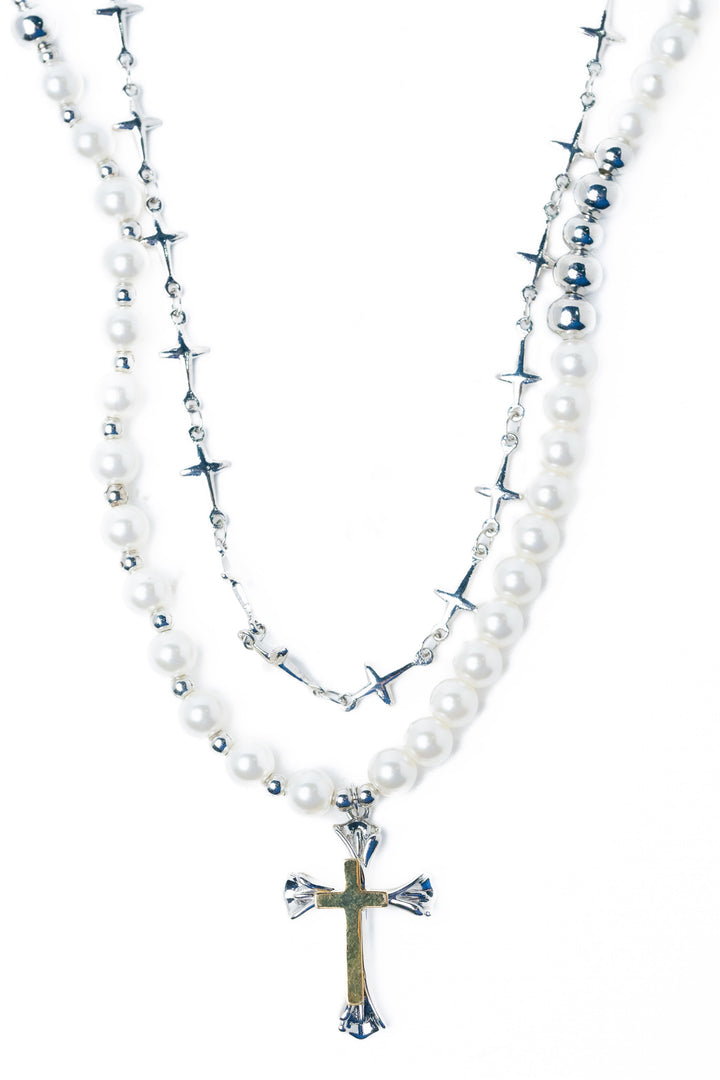 Like A Prayer Necklace - Silver Pearl
