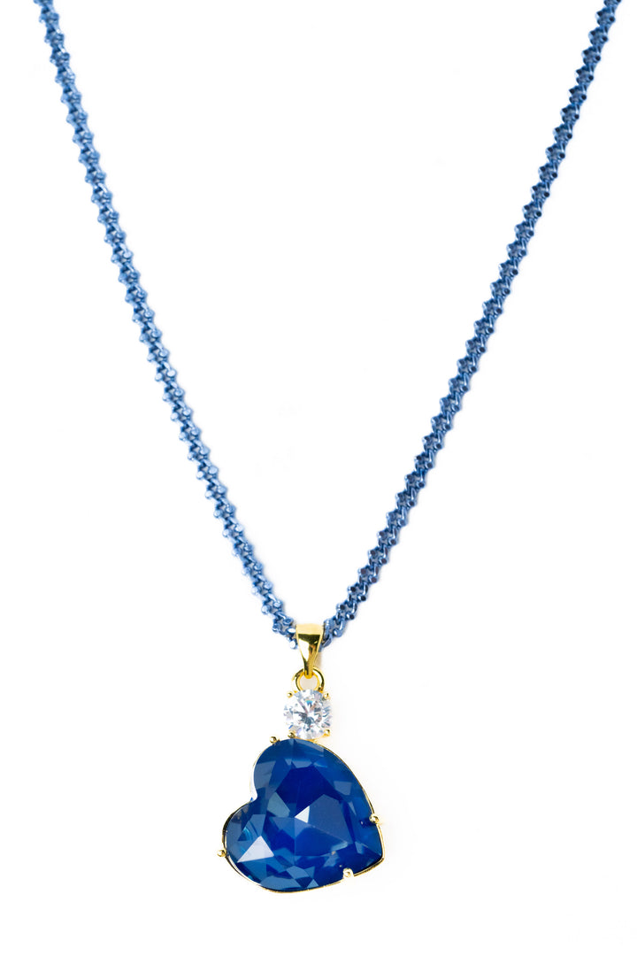 Royal Heart Necklace - Metallic Storm Blue