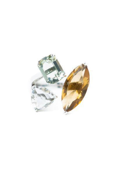 Crystal Oasis Ring - Silver Amber Fiji