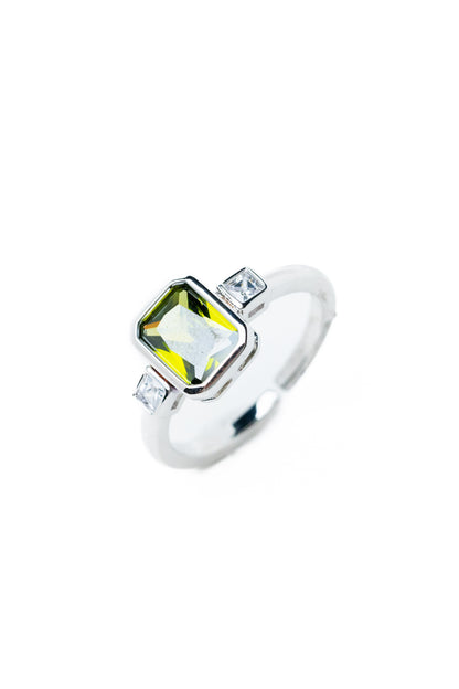 Crystal Journey Ring - Silver Olive
