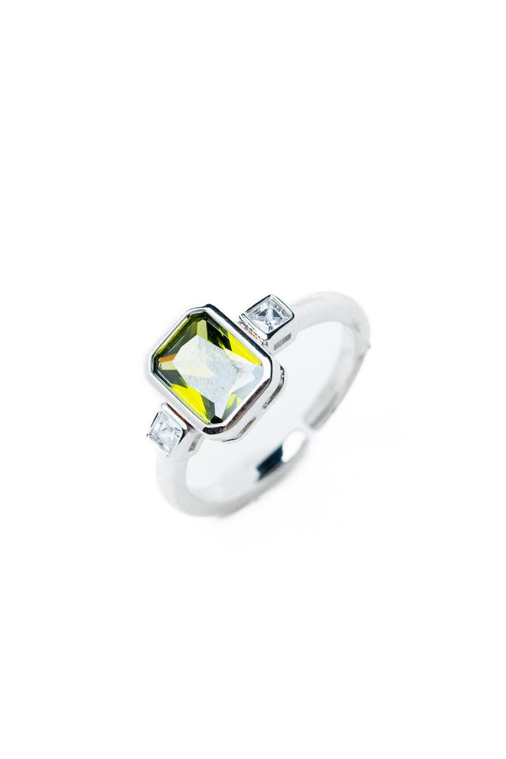 Crystal Journey Ring - Silver Olive