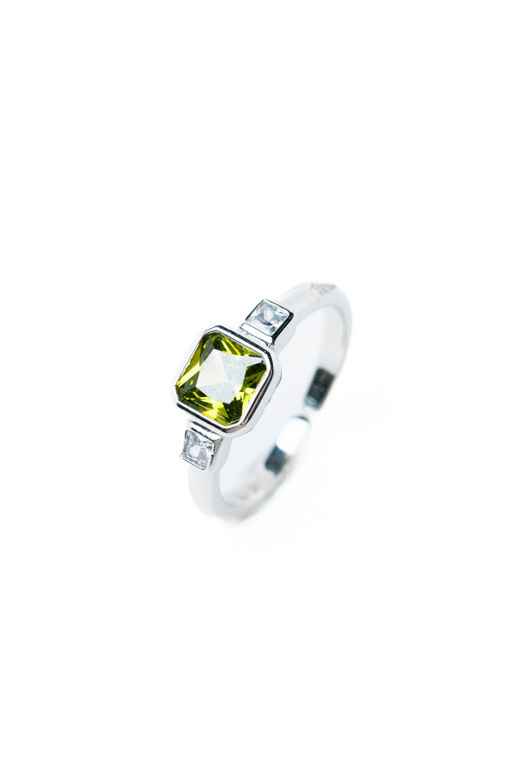Crystal Echoes Ring - Silver Olive