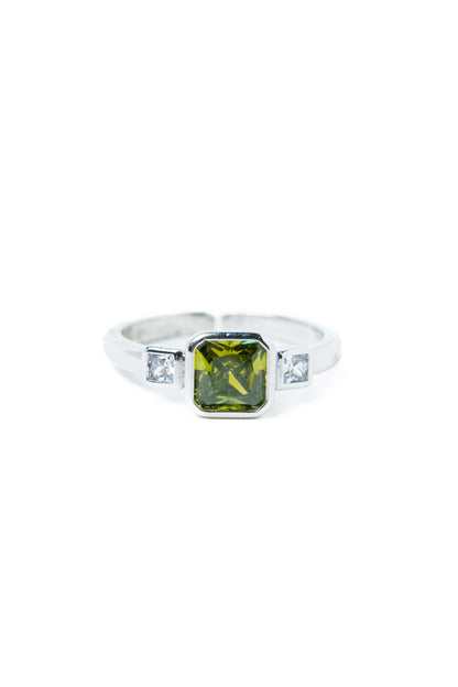 Crystal Echoes Ring - Silver Olive