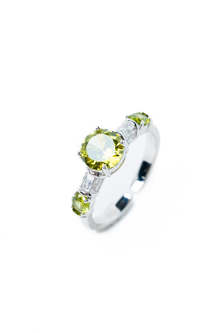 Crystal Glory Ring - Silver Olive