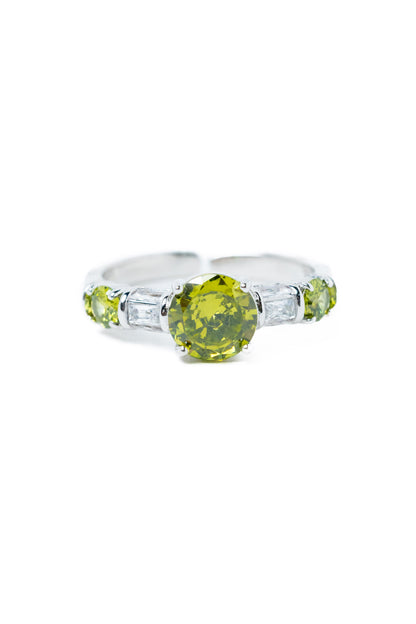 Crystal Glory Ring - Silver Olive