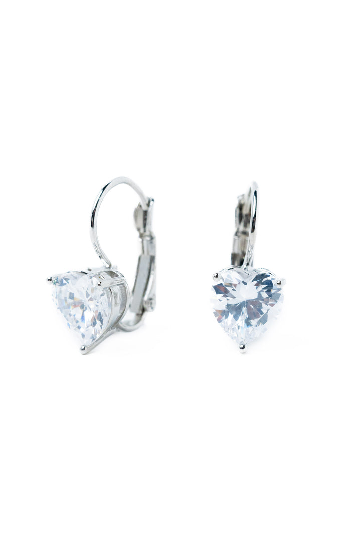 Our Hearts Earrings - Silver Clear