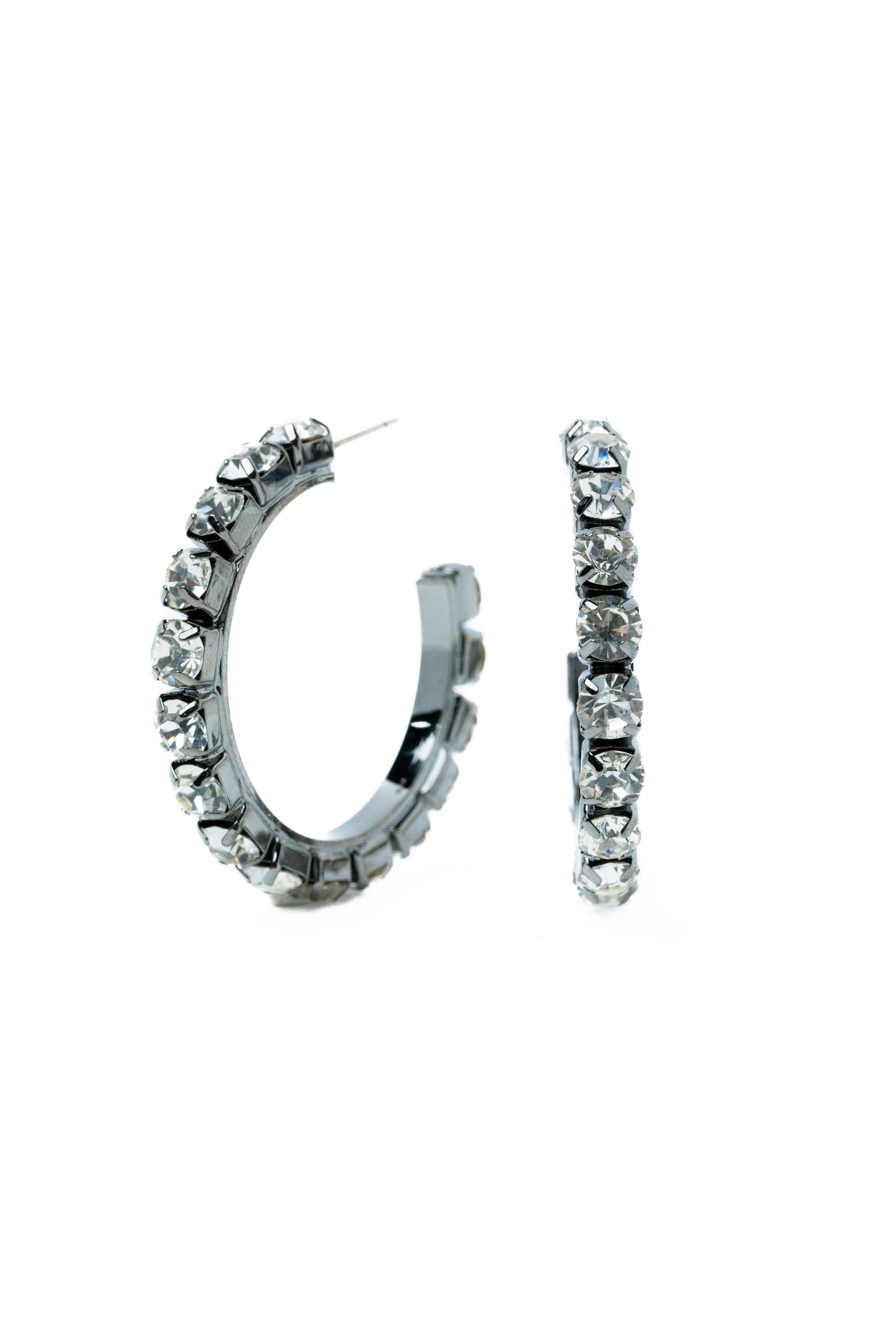 Ava Earrings Large - Gunmetal Clear