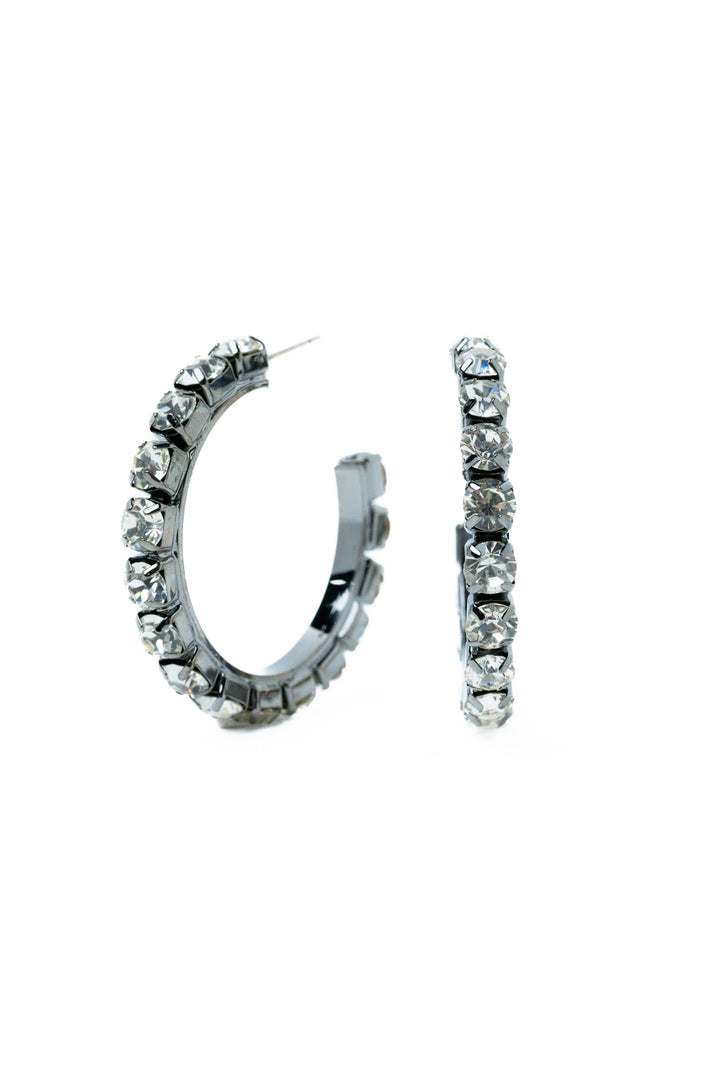 Ava Earrings Large - Gunmetal Clear