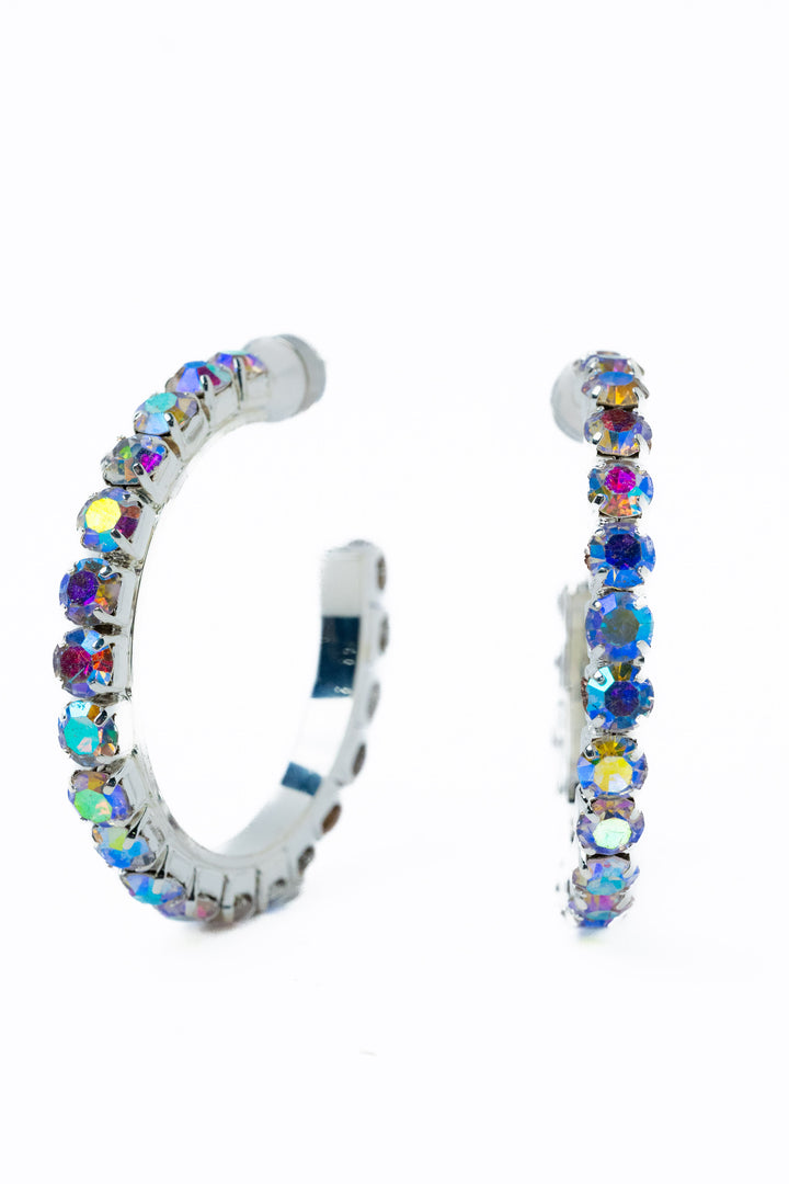 Ava Earrings Large - Liquid Metallic Pearl White AB