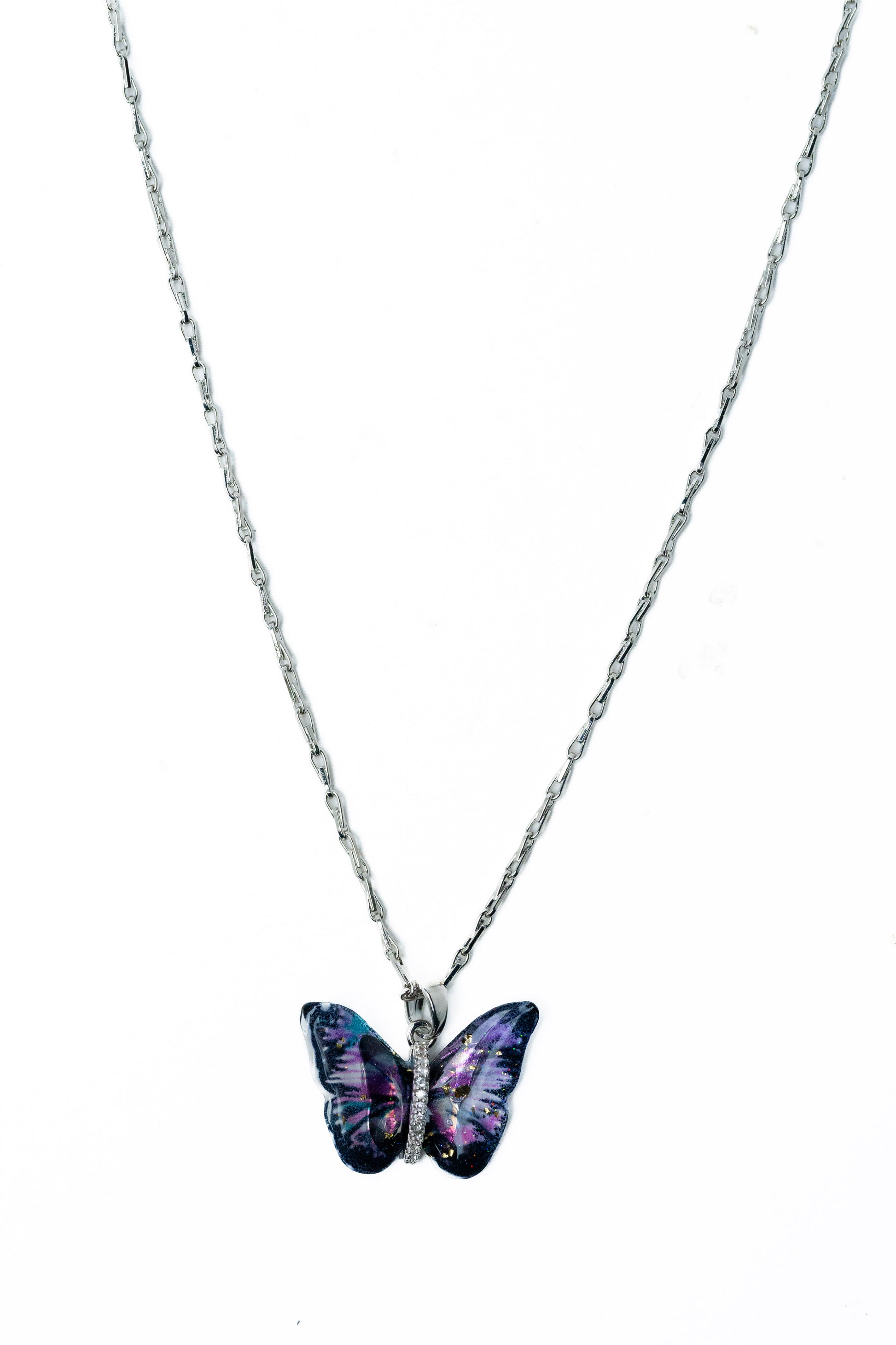 Berry Butterfly Necklace - Black Mystic