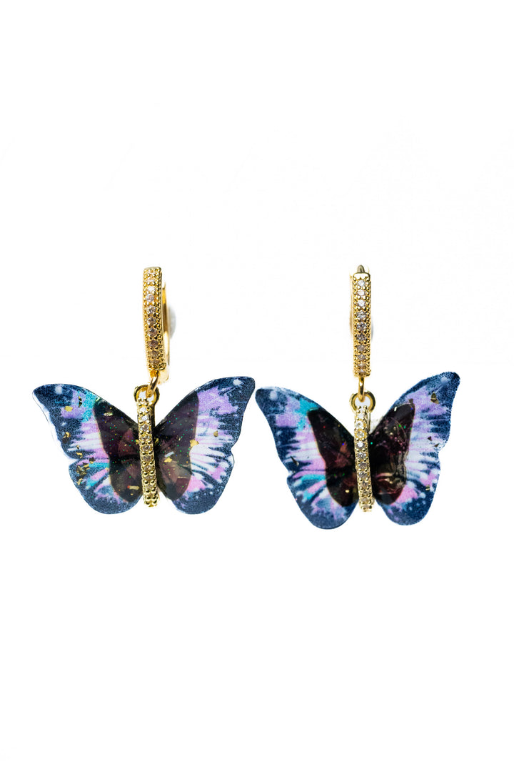 Berry Butterfly Earrings - Black Mystic