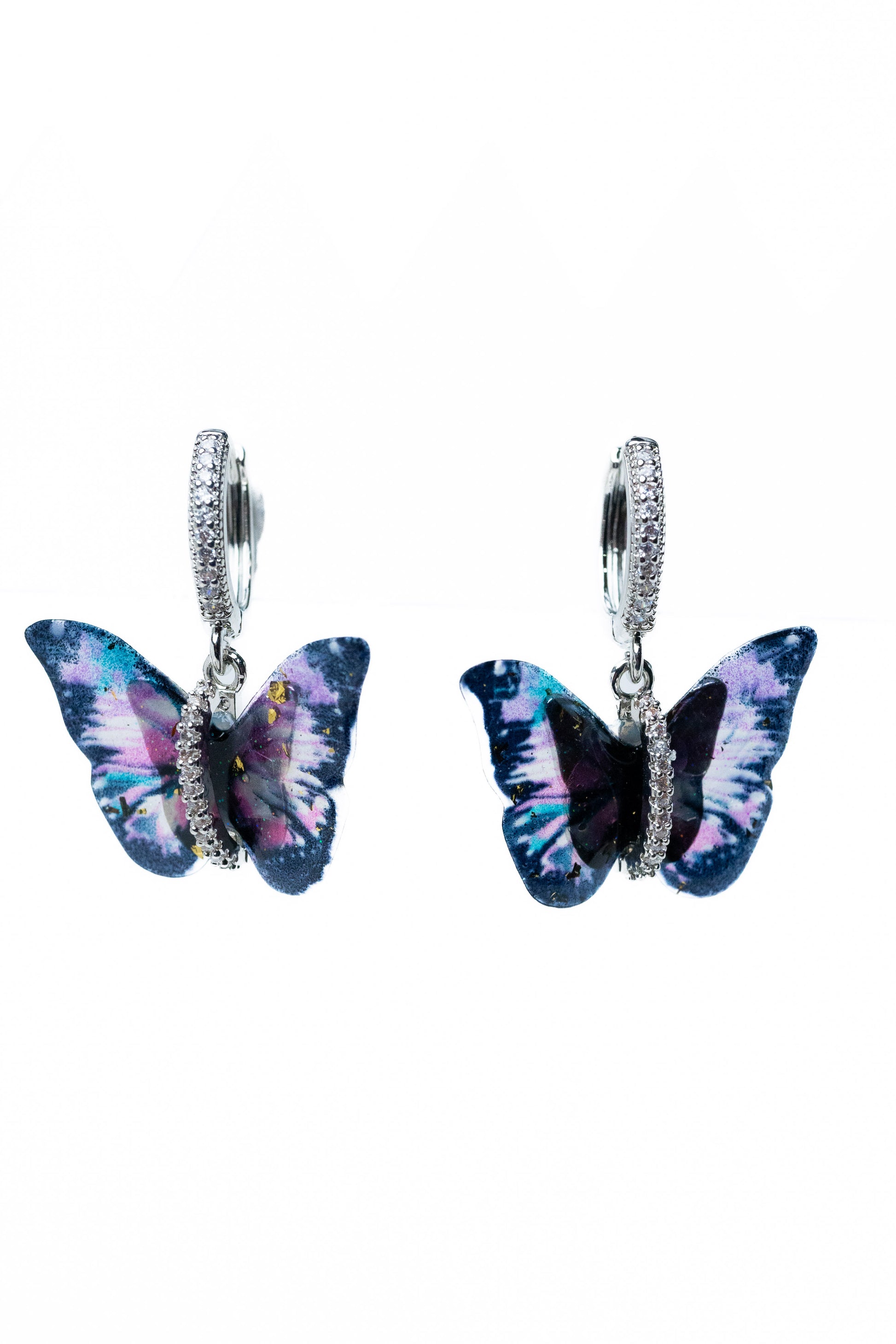 Berry Butterfly Earrings - Black Mystic