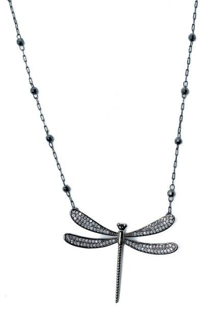 Dragonfly Necklace - Gunmetal
