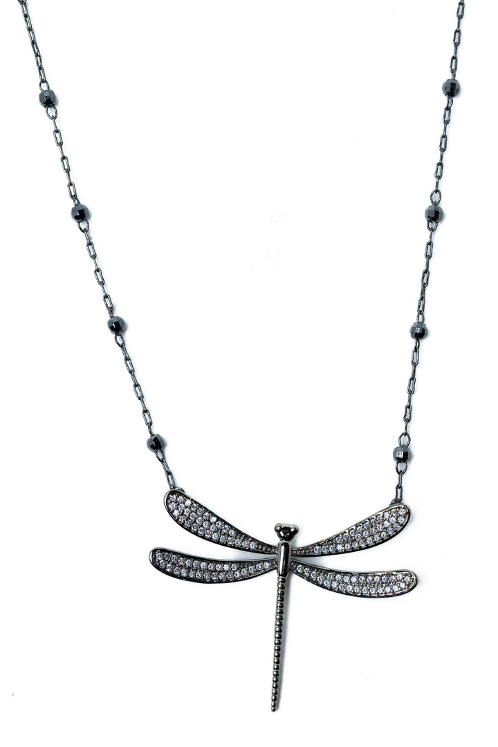 Dragonfly Necklace - Gunmetal