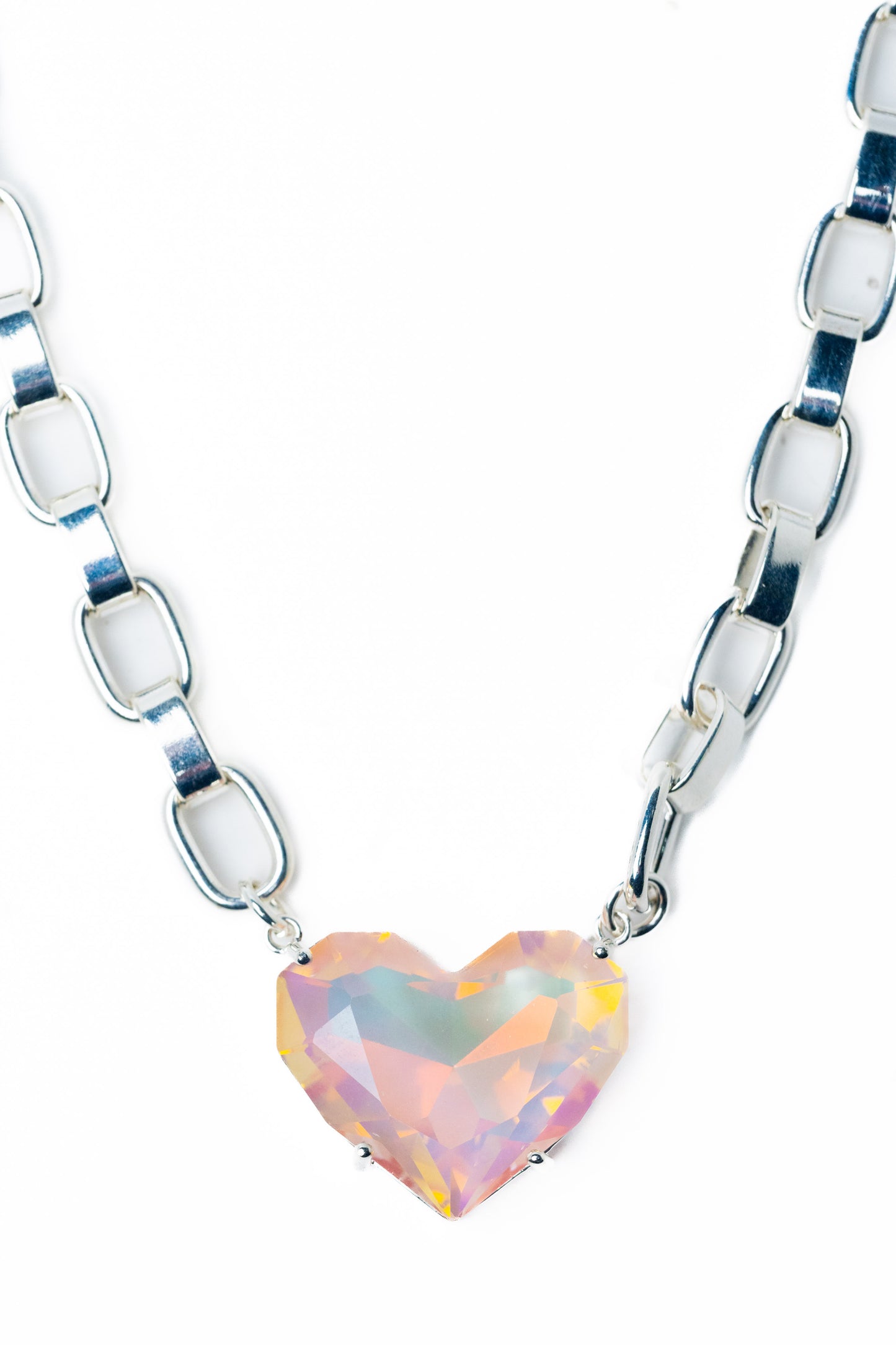 Summer Love Necklace - Liquid Metallic Pearl White Pink AB