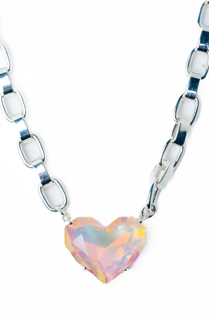 Summer Love Necklace - Liquid Metallic Pearl White Pink AB