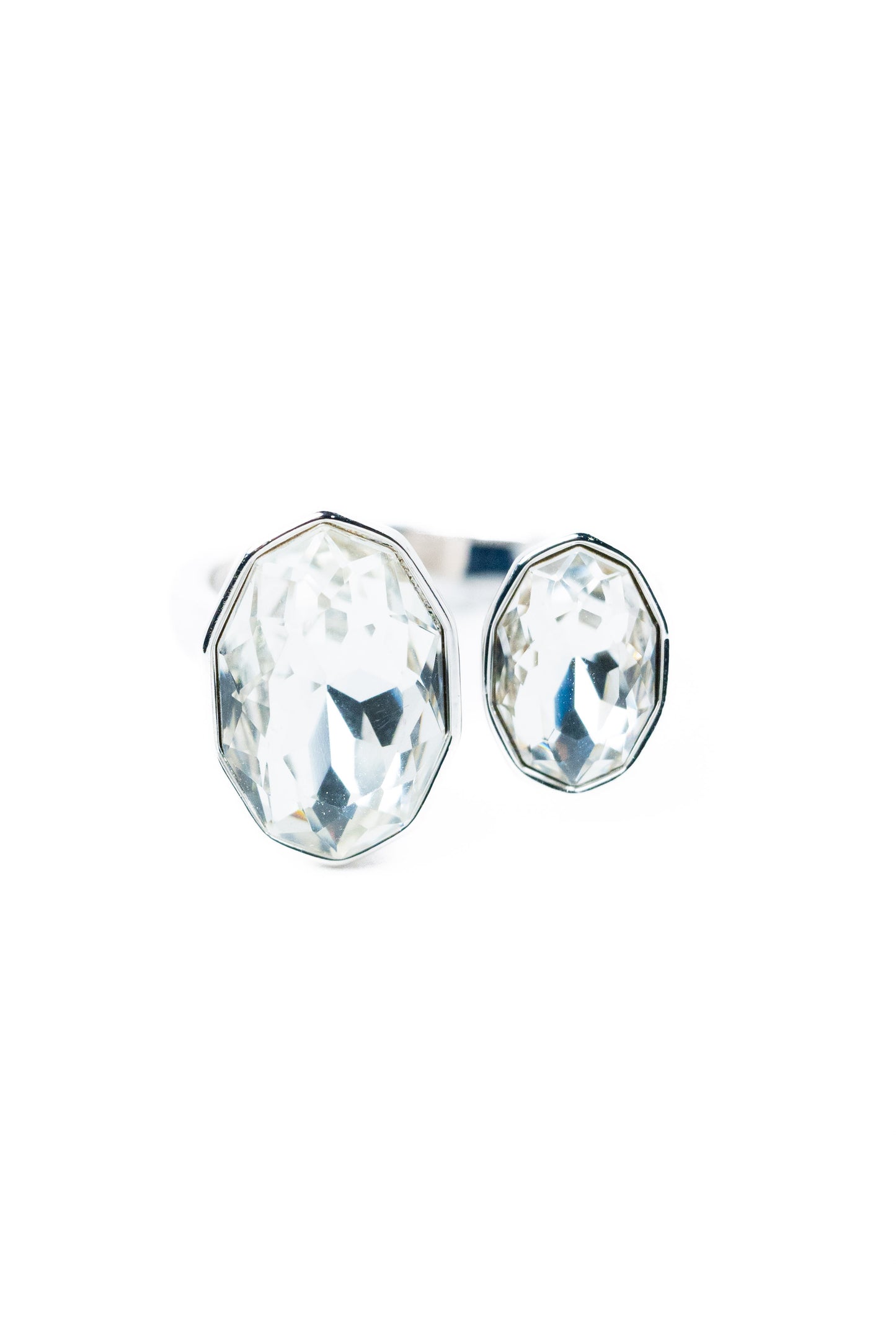 Coffee Break Double Oval Ring - Silver Clear