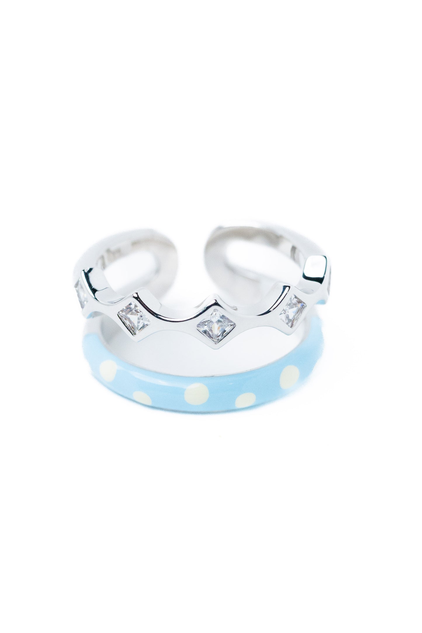 Chloe Ring - Silver Sky White