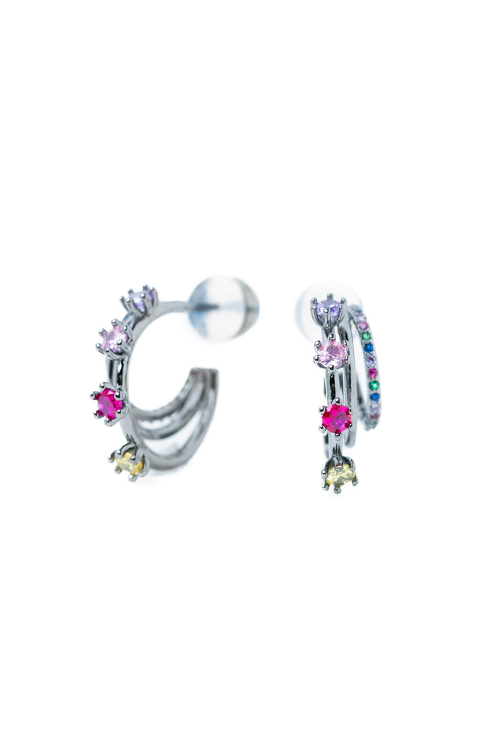 Chances Earrings - Gunmetal Multi