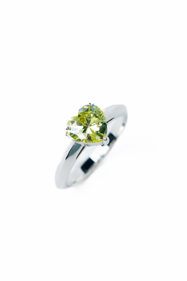 Crystal Heartbeat Ring - Silver Mist