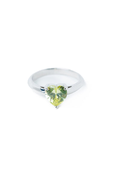 Crystal Heartbeat Ring - Silver Mist