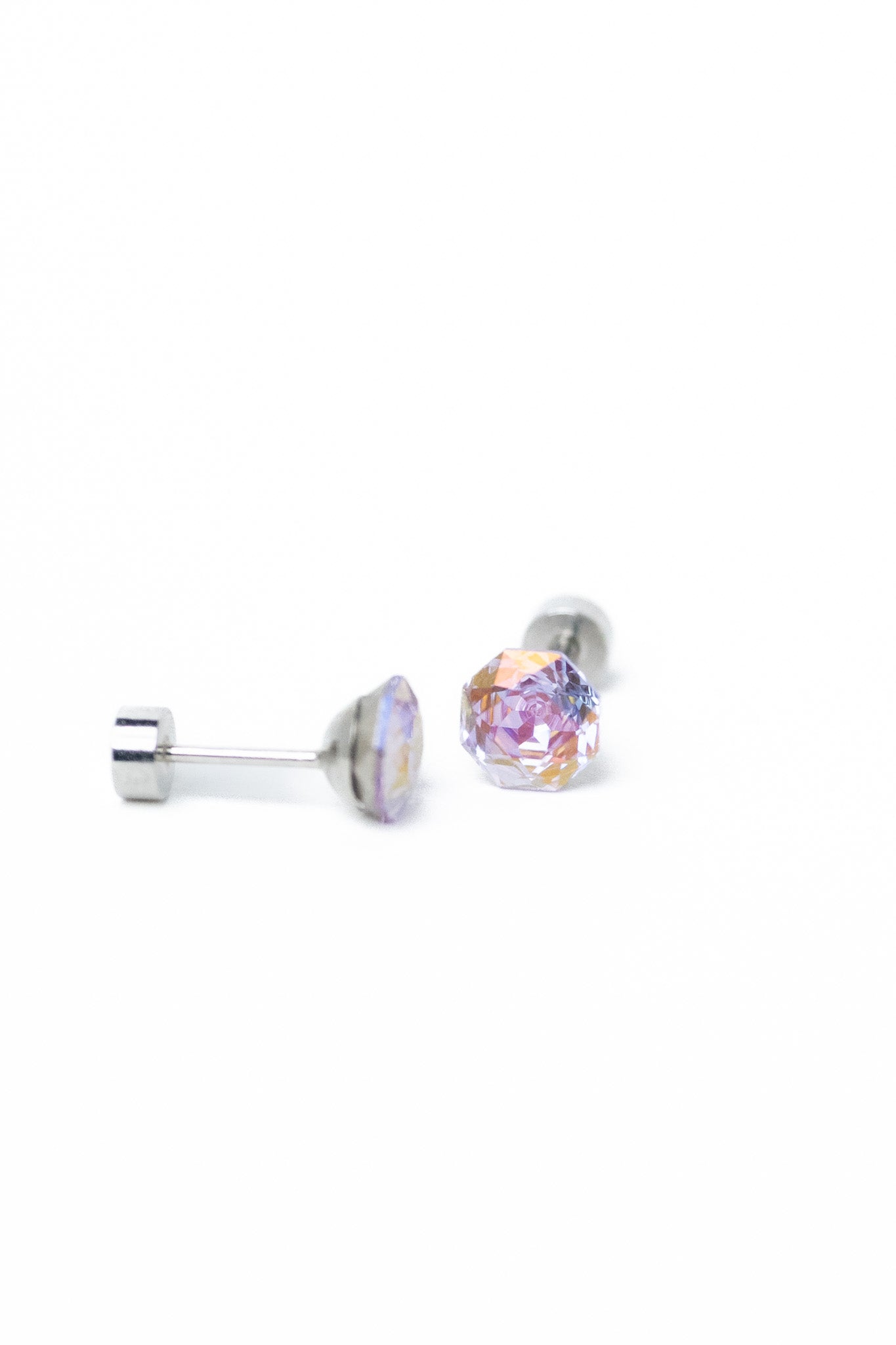 Prim Earrings Hexagon Small - Silver Petal