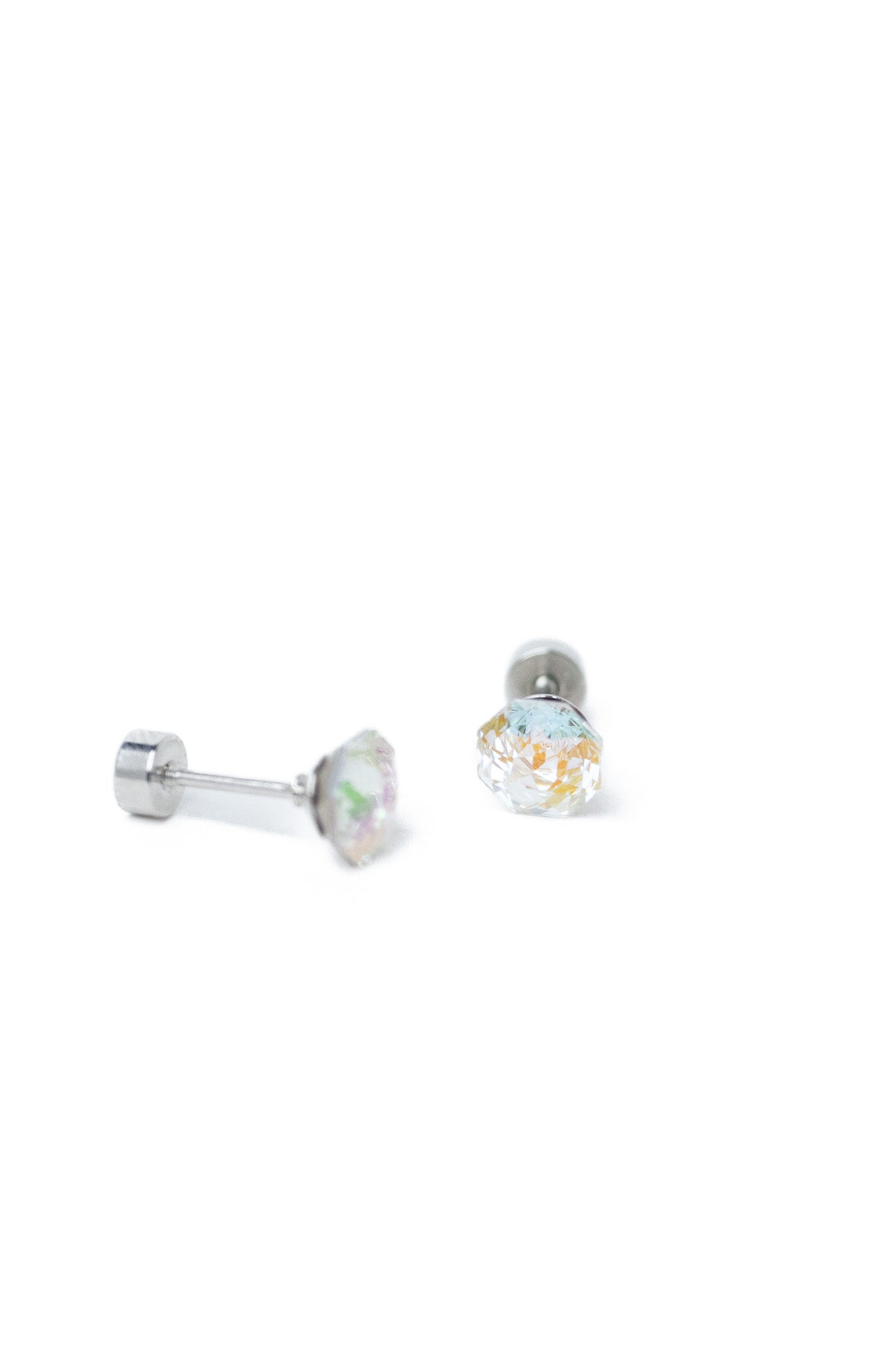 Prim Earrings Hexagon Small - Silver Snow