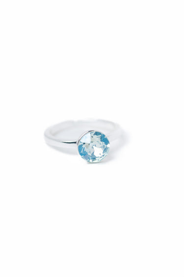 A Higher Place Ring - Liquid Metallic Pearl White Aquamarine