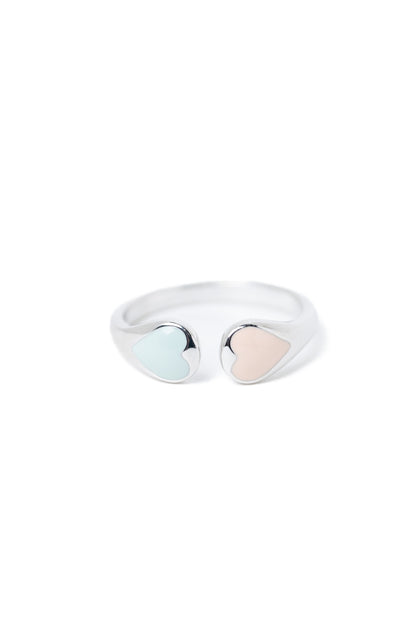 Saltwater Glow Heart Ring - Silver Pastel Dream
