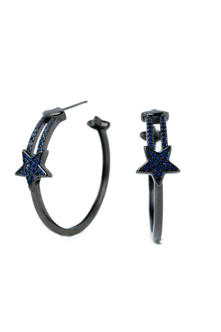 Sparkling Star Earrings - Gunmetal Midnight