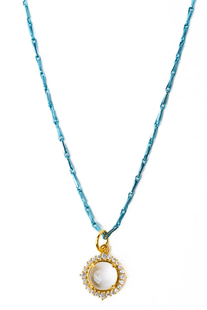Midnight Halo Necklace - Gold Storm Blue