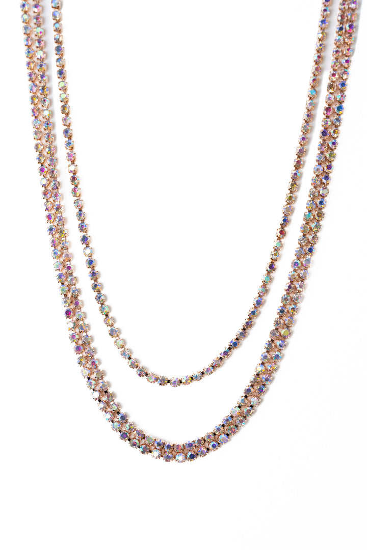 Stitches Necklace - Light Rose Gold AB