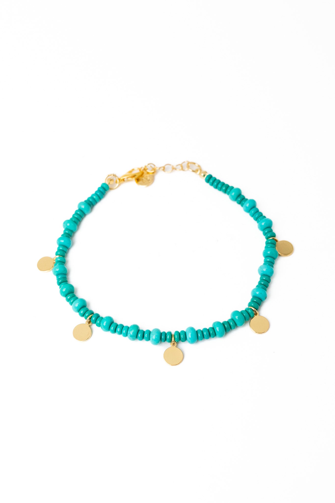 Hidden Beach Anklet - Gold Turquoise