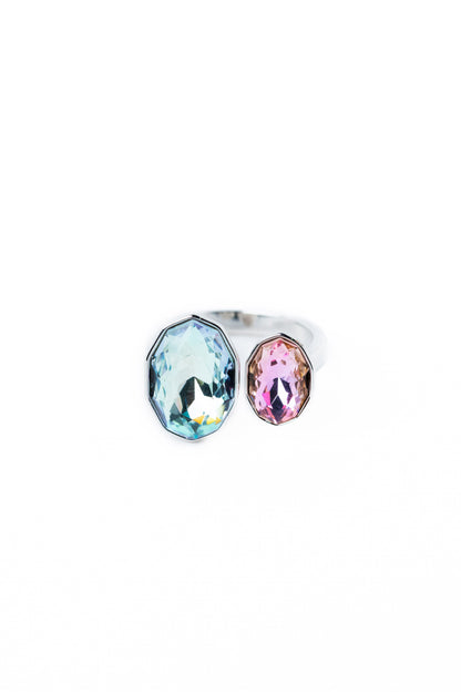 Coffee Break Ring Double Oval - Silver Sky Petal