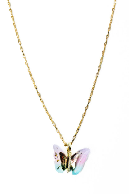 Berry Butterfly Necklace - Summer Sky