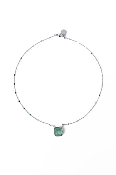 Mini Crystal Glow Square Necklace - Matcha