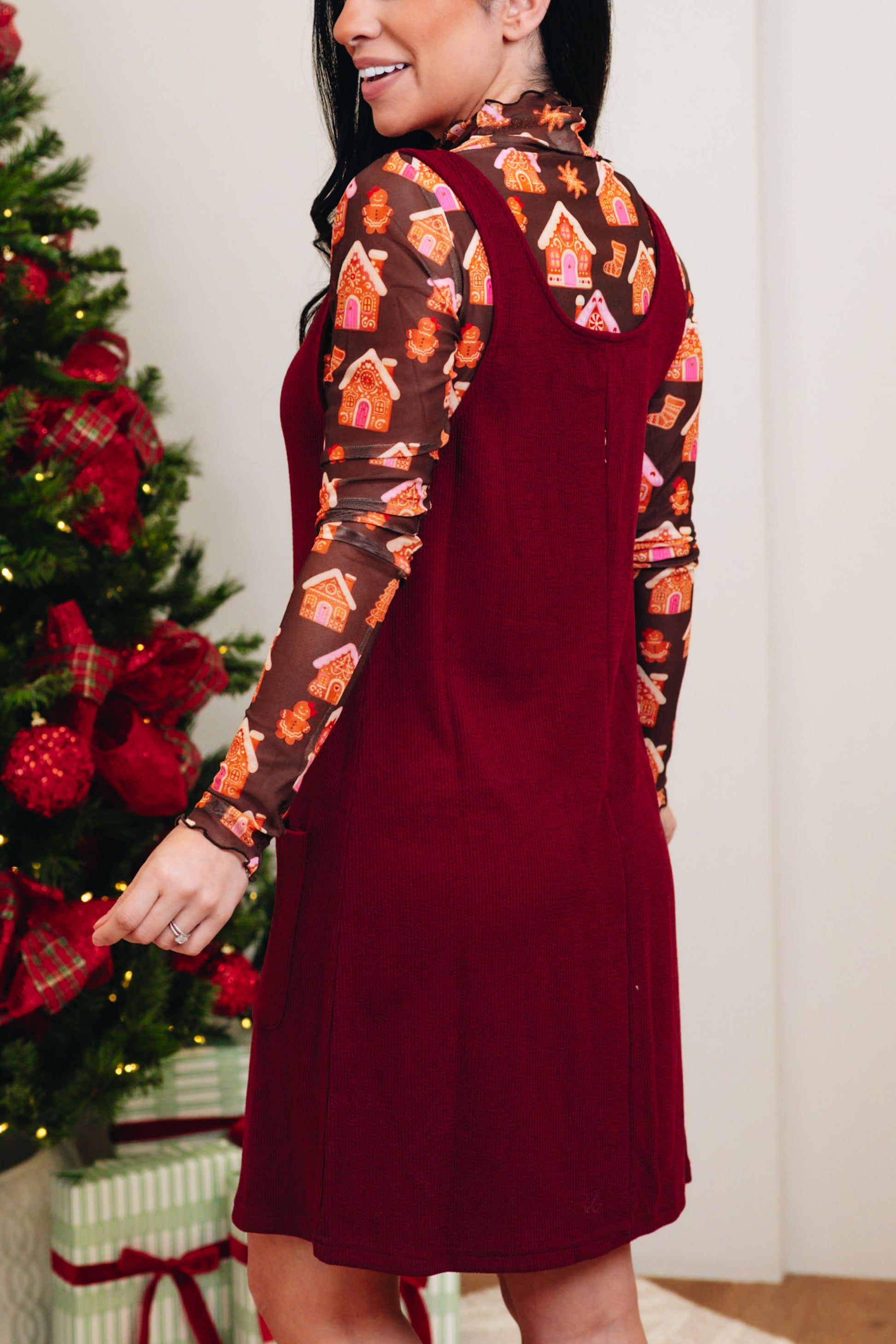 Rory Ribbed Jumper Dress - Burgundy