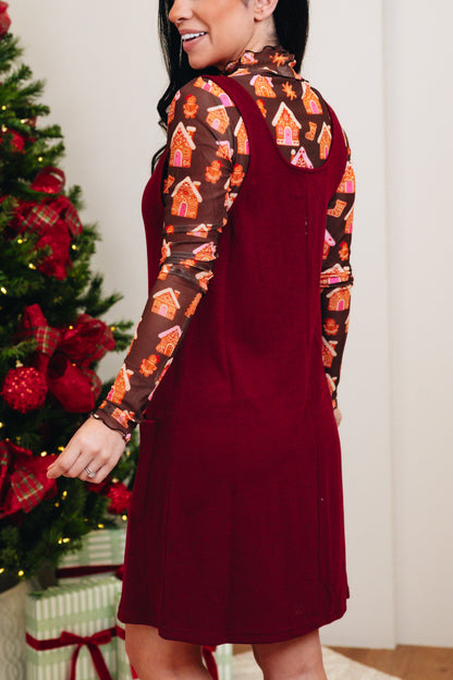 Rory Ribbed Jumper Dress - Burgundy