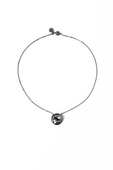 Crystal Glow Round Necklace - Gunmetal