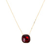 Crystal Glow Square Necklace - Gold Ruby Kiss